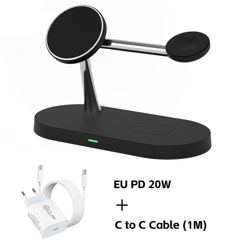 AirPods case charging on the wireless charger stand base