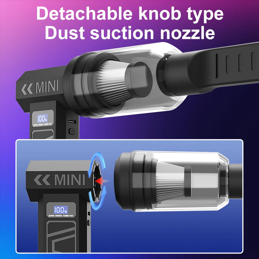 Cordless turbo blower with nozzle attachments
