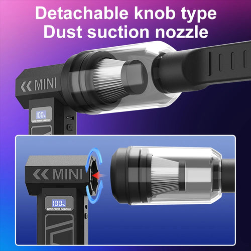 Cordless turbo blower with nozzle attachments