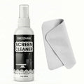 Screen cleaner kit packaging with spray bottle and cloth included