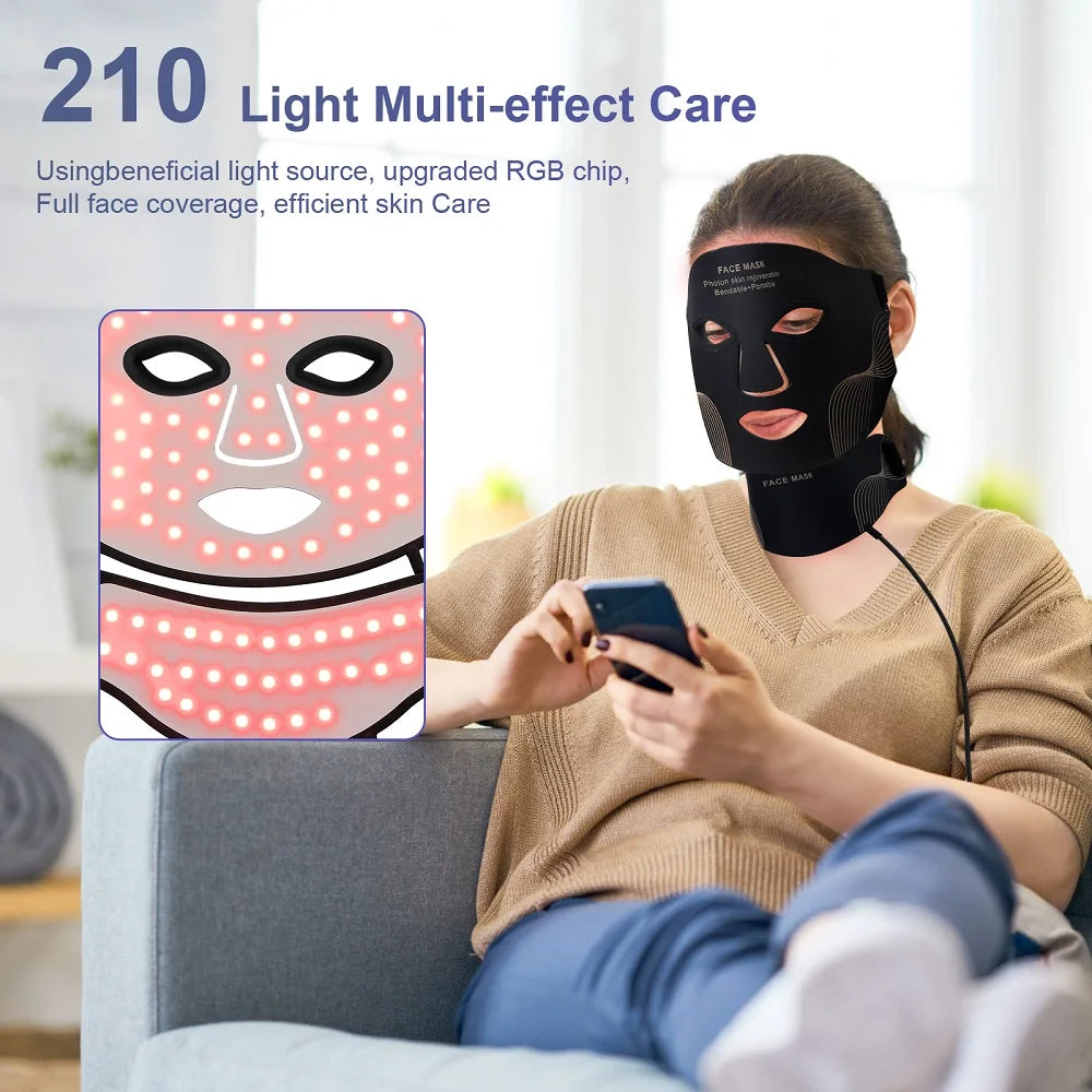 Silicone LED face and neck mask folded for storage