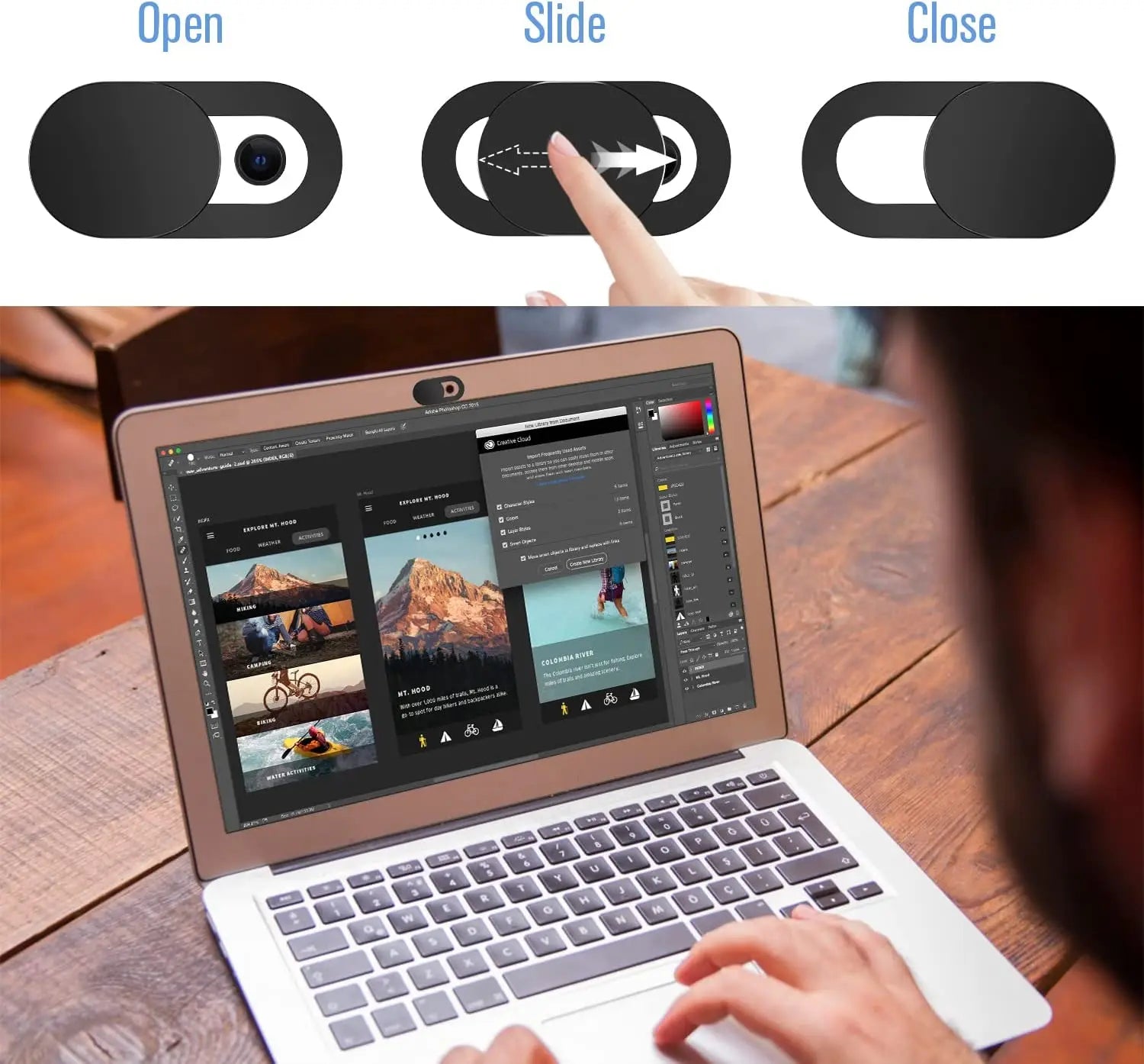 Webcam cover sliding mechanism